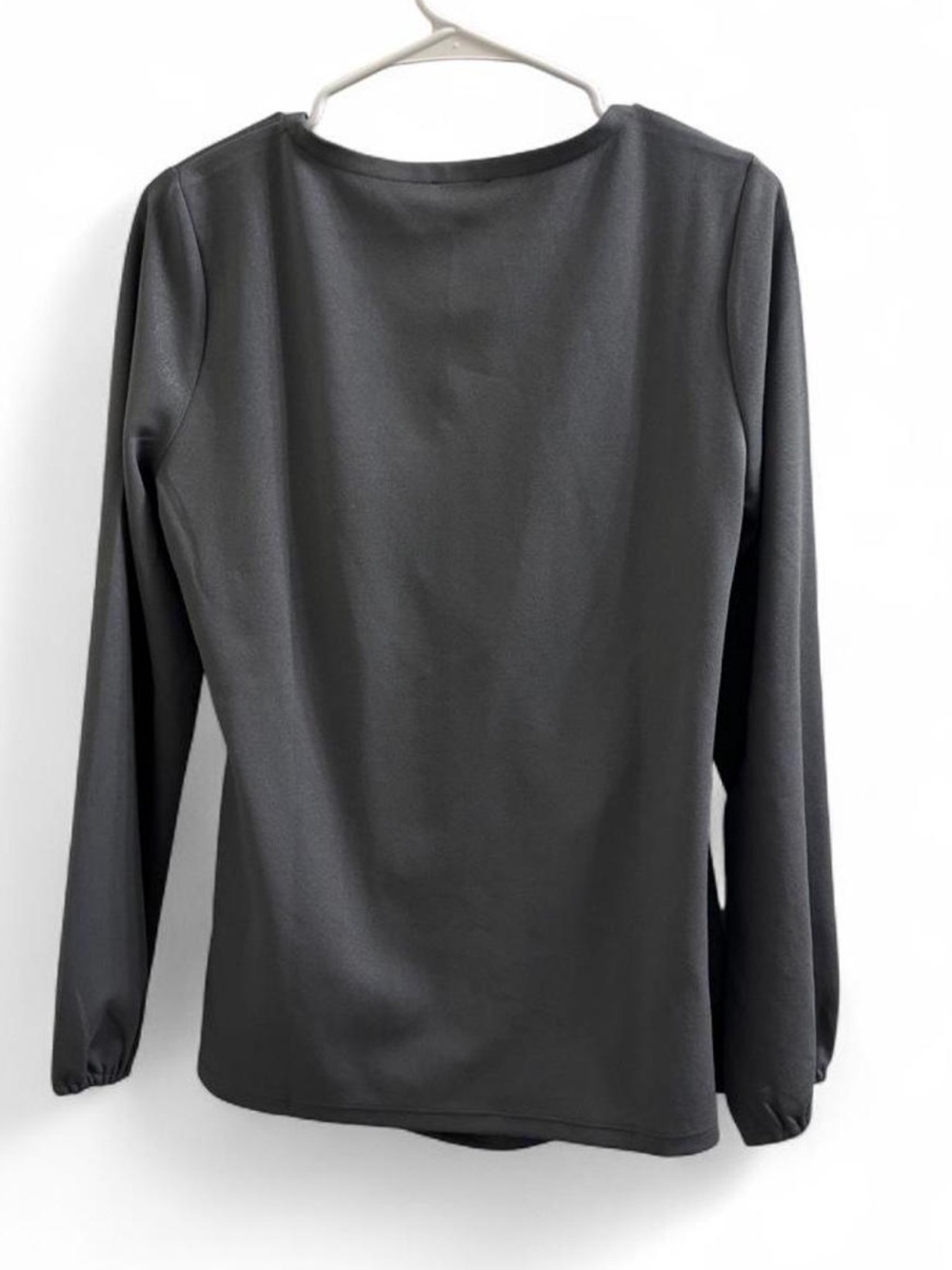 Talbots Gray Draped V-Neck Long Sleeve Blouse - Picture 3 of 6